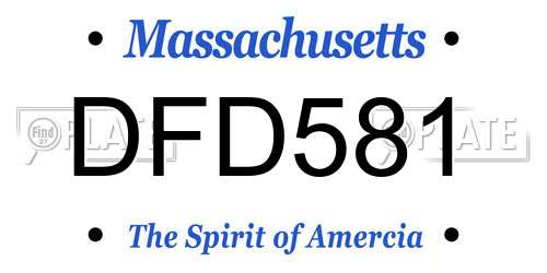 DFD581 Massachusetts License Plate