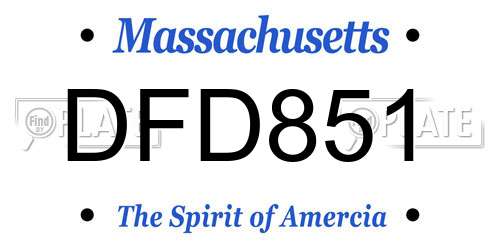 DFD851 Massachusetts License Plate