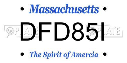 DFD85I Massachusetts License Plate