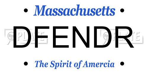 DFENDR Massachusetts License Plate