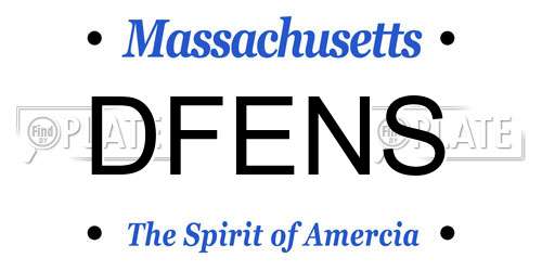 DFENS Massachusetts License Plate
