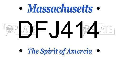DFJ414 Massachusetts License Plate