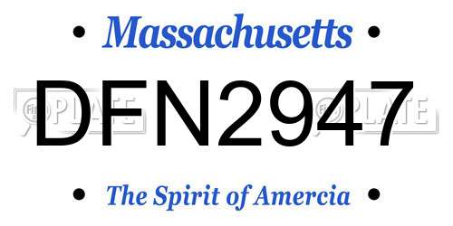 DFN2947 Massachusetts License Plate