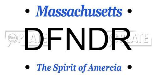 DFNDR Massachusetts License Plate