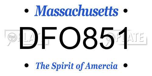 DFO851 Massachusetts License Plate