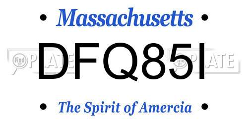 DFQ85I Massachusetts License Plate