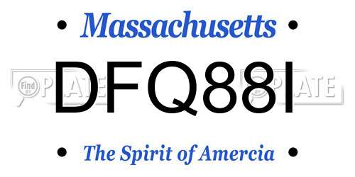 DFQ88I Massachusetts License Plate