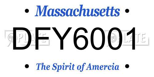 DFY6001 Massachusetts License Plate