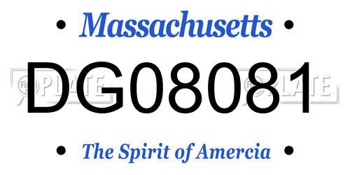 DG08081 Massachusetts License Plate