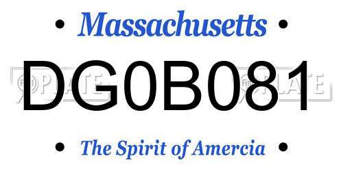 DG0B081 Massachusetts License Plate