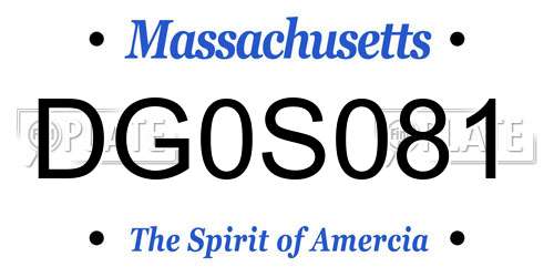 DG0S081 Massachusetts License Plate