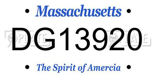 DG13920 Massachusetts License Plate
