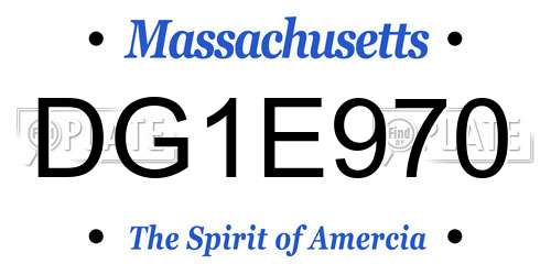 DG1E970 Massachusetts License Plate