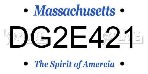 DG2E421 Massachusetts License Plate