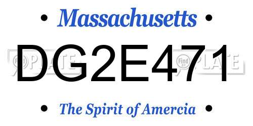 DG2E471 Massachusetts License Plate