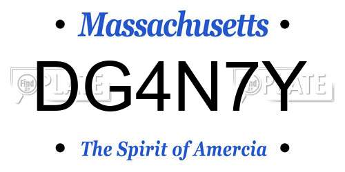 DG4N7Y Massachusetts License Plate