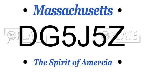 DG5J5Z Massachusetts License Plate