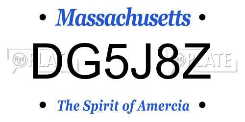 DG5J8Z Massachusetts License Plate
