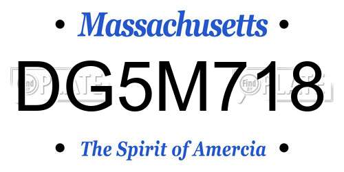 DG5M718 Massachusetts License Plate