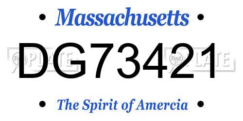 DG73421 Massachusetts License Plate