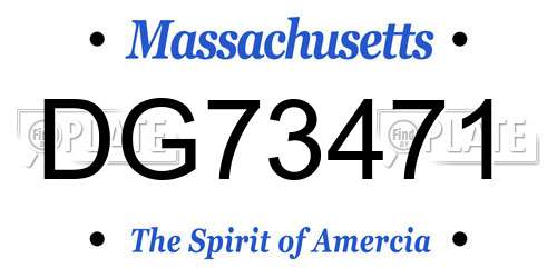 DG73471 Massachusetts License Plate