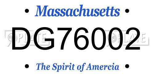 DG76002 Massachusetts License Plate