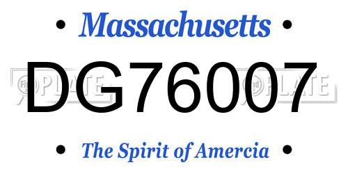 DG76007 Massachusetts License Plate