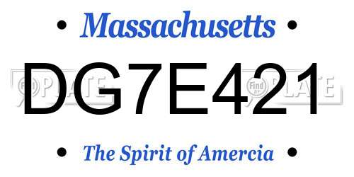 DG7E421 Massachusetts License Plate