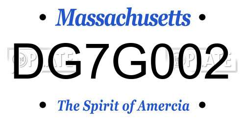 DG7G002 Massachusetts License Plate