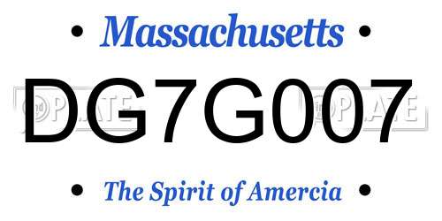 DG7G007 Massachusetts License Plate