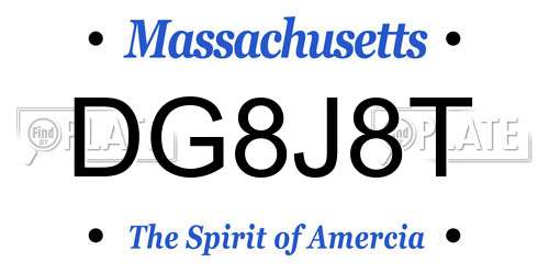DG8J8T Massachusetts License Plate