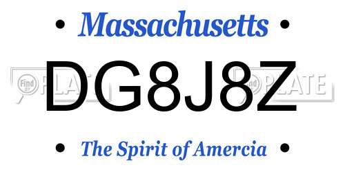 DG8J8Z Massachusetts License Plate