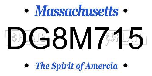 DG8M715 Massachusetts License Plate