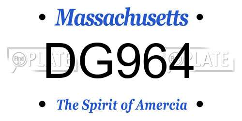 DG964 Massachusetts License Plate