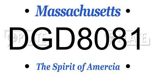DGD8081 Massachusetts License Plate