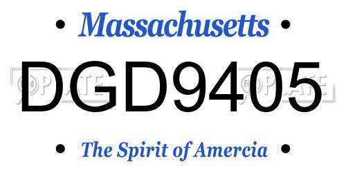 DGD9405 Massachusetts License Plate