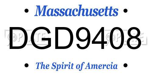 DGD9408 Massachusetts License Plate