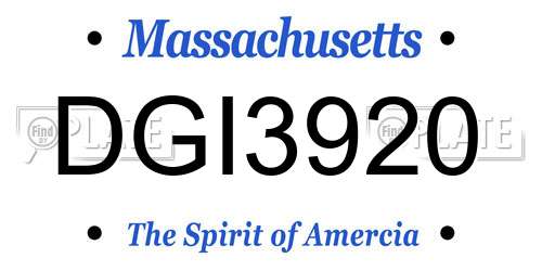 DGI3920 Massachusetts License Plate