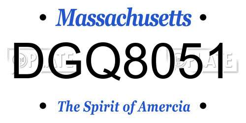 DGQ8051 Massachusetts License Plate