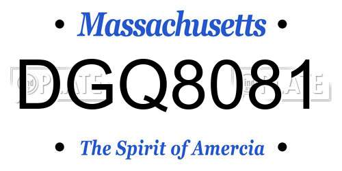 DGQ8081 Massachusetts License Plate