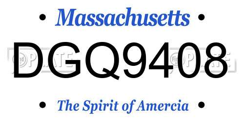 DGQ9408 Massachusetts License Plate