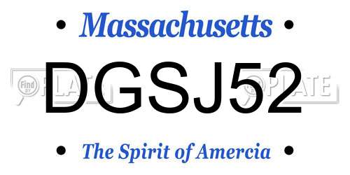 DGSJ52 Massachusetts License Plate