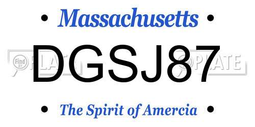 DGSJ87 Massachusetts License Plate