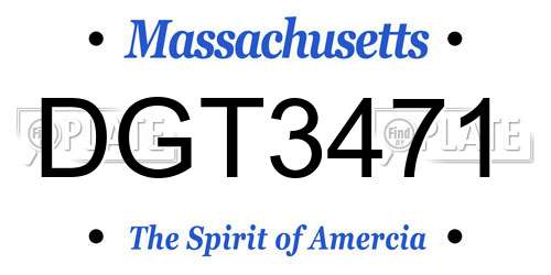 DGT3471 Massachusetts License Plate