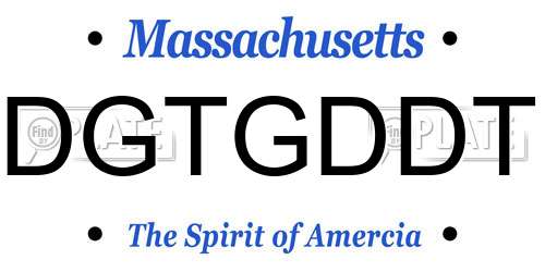 DGTGDDT Massachusetts License Plate