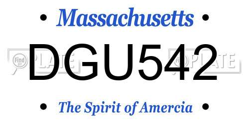 DGU542 Massachusetts License Plate