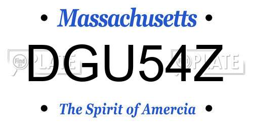 DGU54Z Massachusetts License Plate
