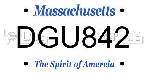 DGU842 Massachusetts License Plate