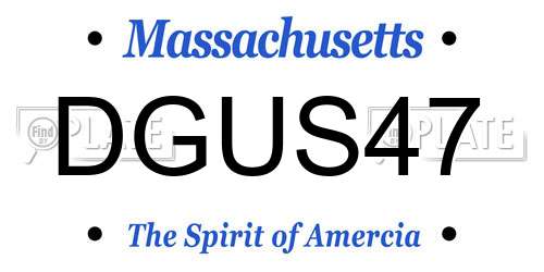 DGUS47 Massachusetts License Plate