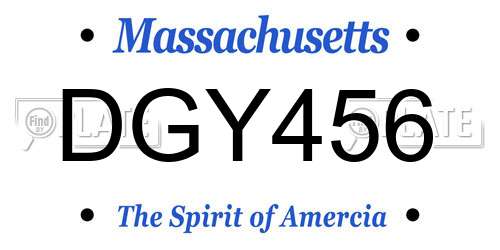 DGY456 Massachusetts License Plate